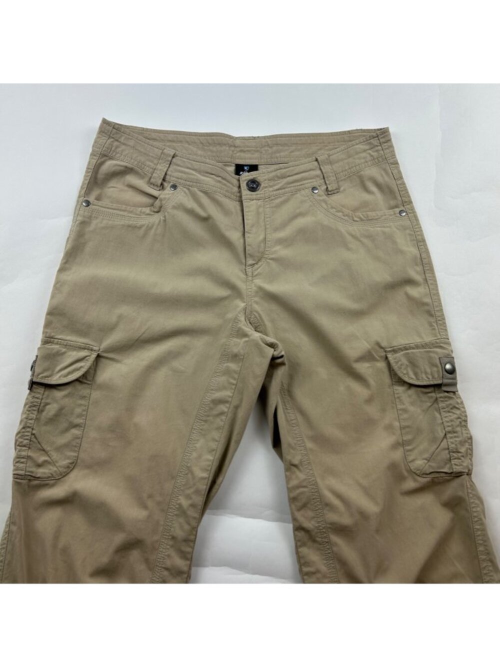 KÜHL Warm Tan Stretch Canvas Cargo Roll Cuff Adventure Pant 10R - Picture 2 of 7
